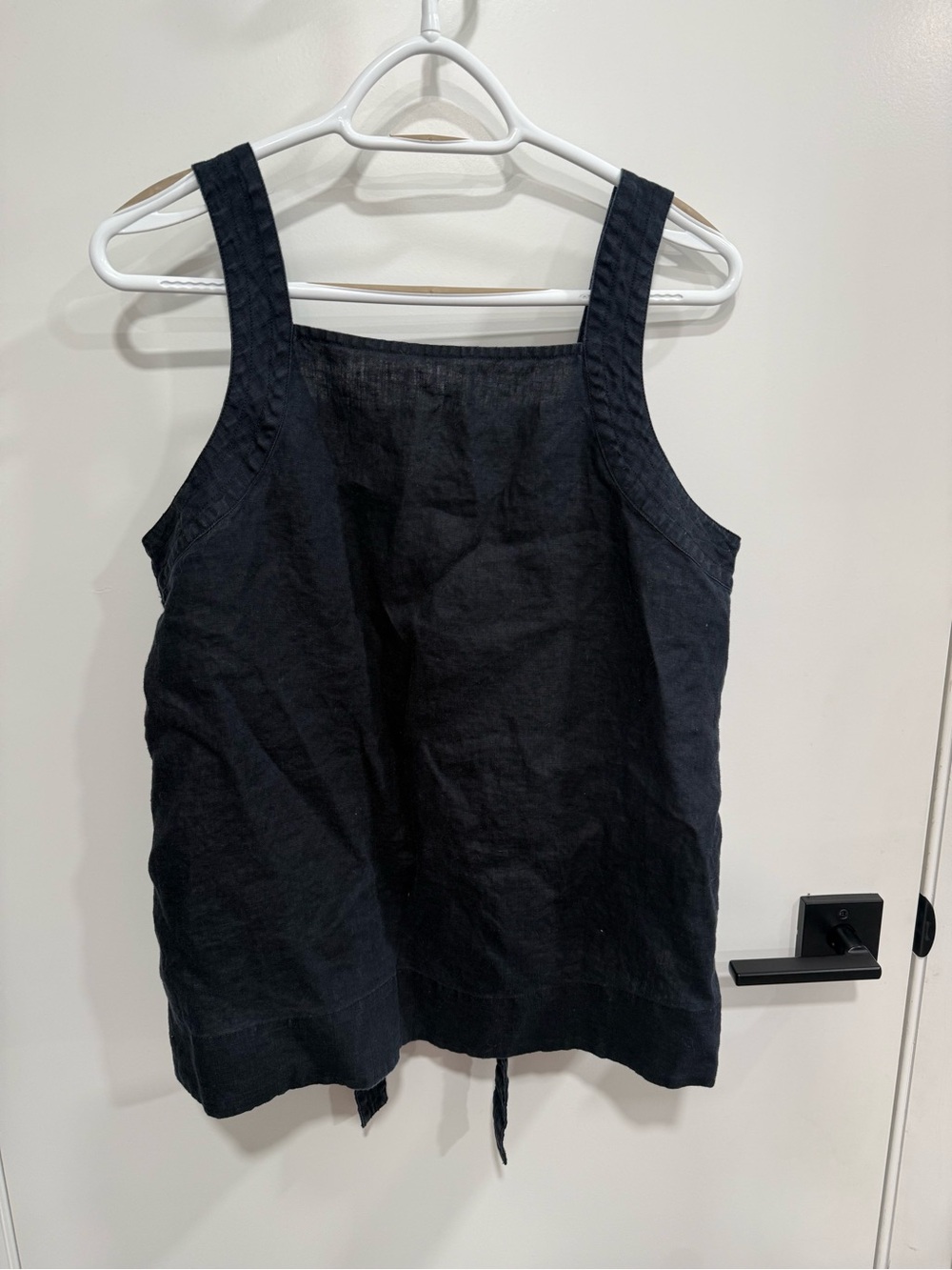 COS Black Linen Square Neck Tie Sleeveless Tank Top Womens US 14